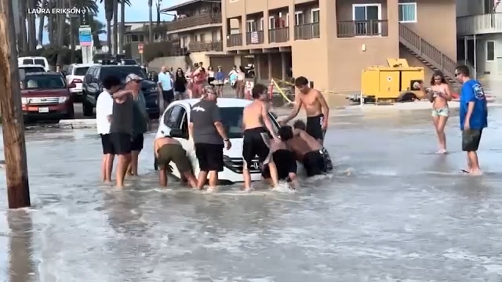 High surf from Hurricane Marie floods Seal Beach, fuels dangerous rip currents
