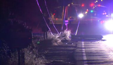Car collides with pole, brings down power lines in West Central Fresno