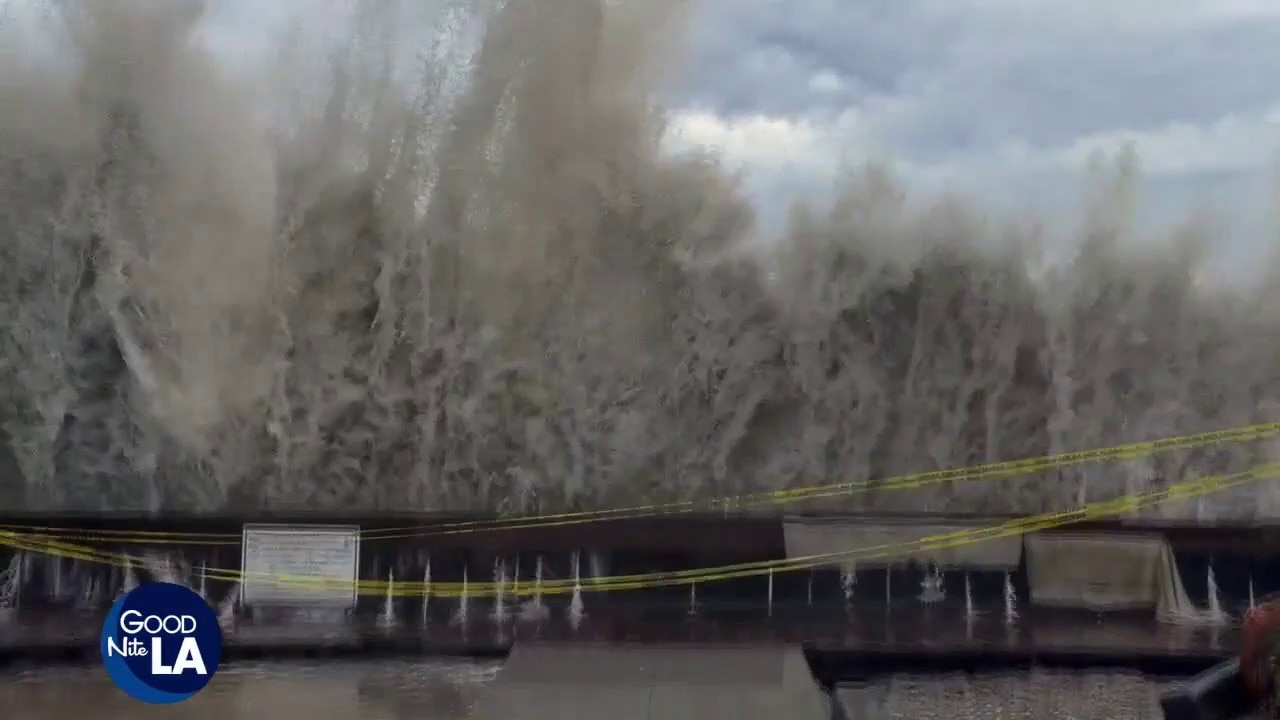 Marie's remnants bring high surf to Long Beach