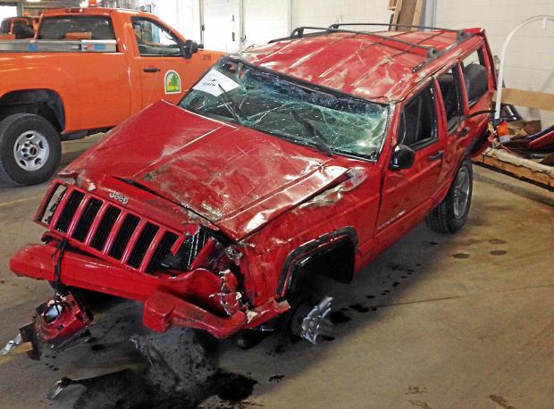 A 2000 Jeep involved in the crash. Photo provided by Hazel Park police.