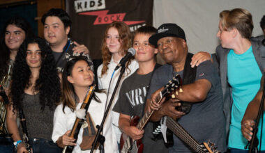 Bakithi Kumalo, a Grammy-award winning bass player on Paul Simon&rsquo;s &ldquo;Graceland&rdquo; album, second from right, performed at Bright Eye Beer Co. with young talent.