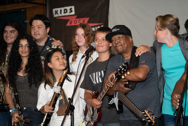 Bakithi Kumalo, a Grammy-award winning bass player on Paul Simon&rsquo;s &ldquo;Graceland&rdquo; album, second from right, performed at Bright Eye Beer Co. with young talent.