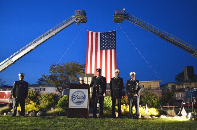 Members of Long Beach Fire Department attended the annual 9/11 memorial in 2017. The event will be held this year at 7 p.m. at West Park Avenue and Lafayette Boulevard.