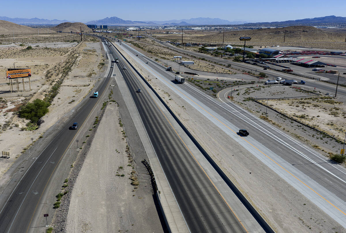 Interstate 15 and the Sloan interchange pictured on Friday, Sept 4, 2026, in Sloan. NDOT is con ...