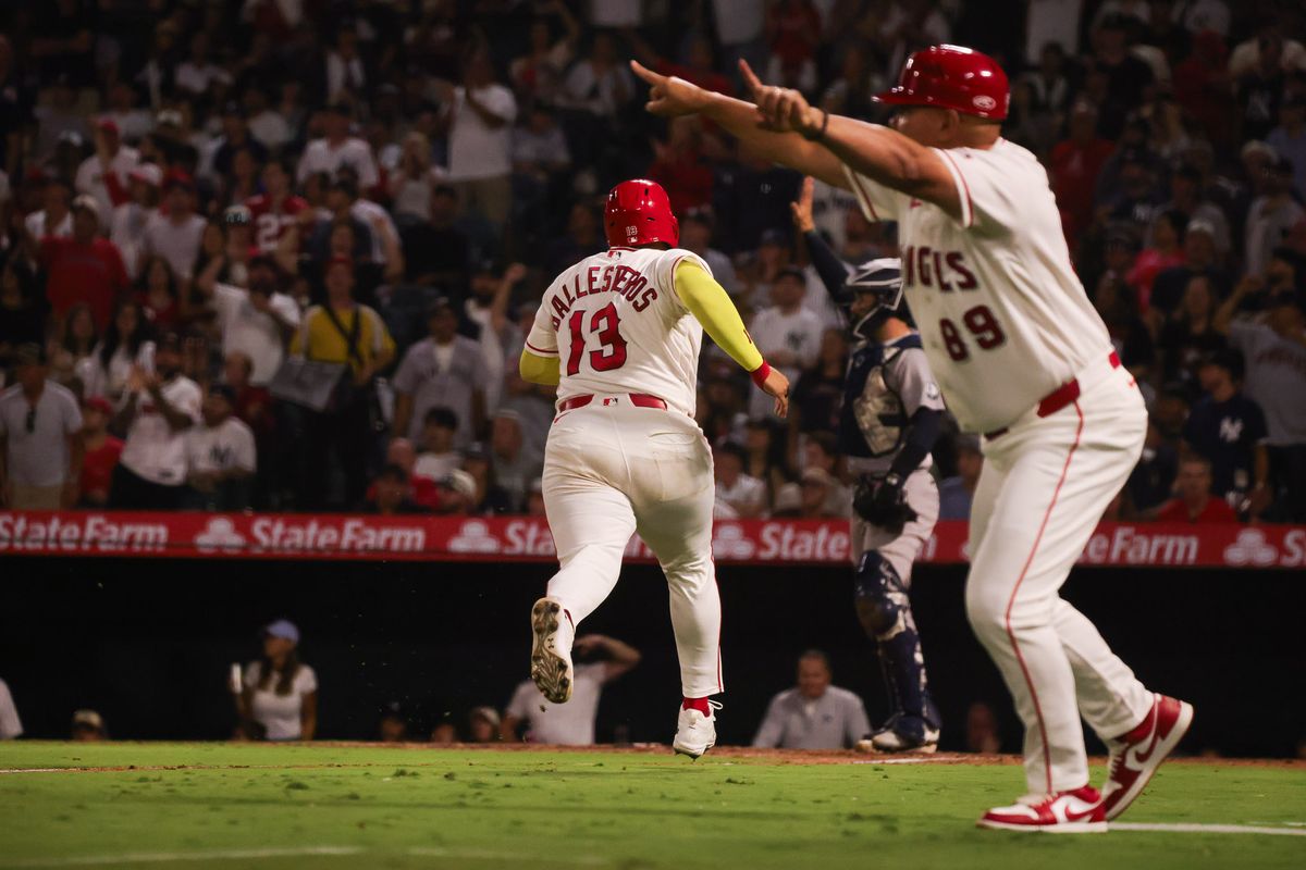 Los Angeles Angels designated hitter Moisés Ballesteros (13) runs to home plate during the MLB game against the New York Yankees Tuesday September 1st, 2026 at Angel Stadium in Anaheim, Calif. Los Angeles Angels designated hitter Moisés Ballesteros (13) runs to home plate during the MLB game against the New York Yankees Tuesday September 1st, 2026 at Angel Stadium in Anaheim, Calif.