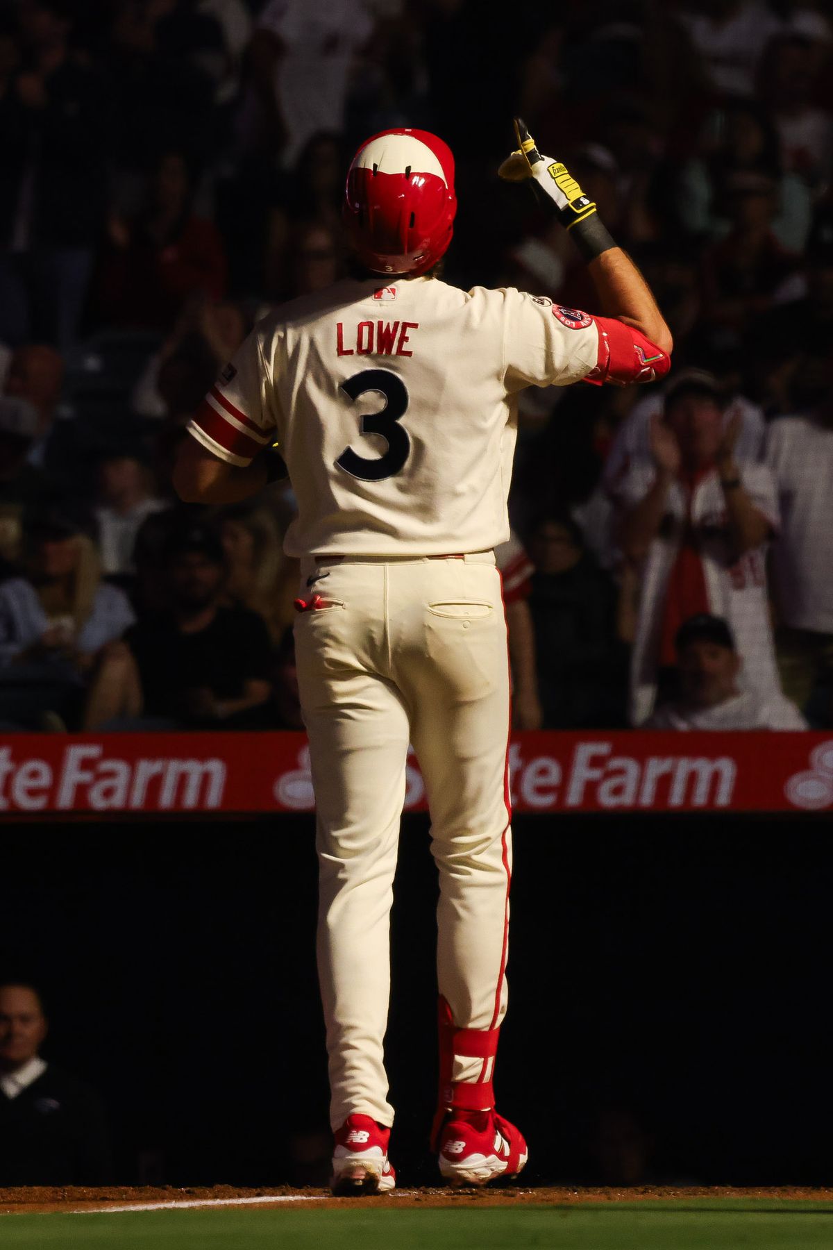 Los Angeles Angels outfielder Josh Lowe (3) celebrates after hitting a home run during the MLB game against the Seattle Mariners Tuesday September 15th, 2026 at Angel Stadium in Anaheim, Calif.