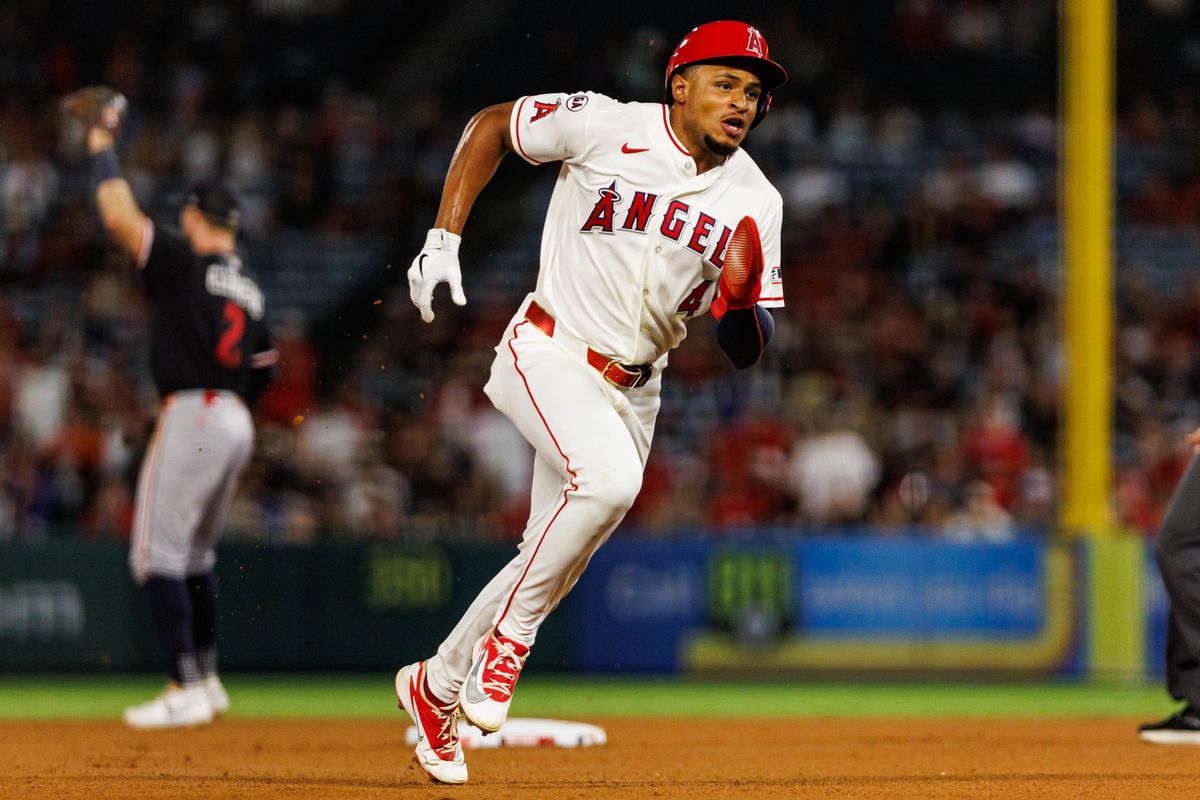 Christian Moore #4 of the Los Angeles Angels runs the bases during an MLB game against the Minnesota Twins on September 18, 2026 at Angel Stadium in Anaheim, California. Christian Moore #4 of the Los Angeles Angels runs the bases during an MLB game against the Minnesota Twins on September 18, 2026 at Angel Stadium in Anaheim, California.