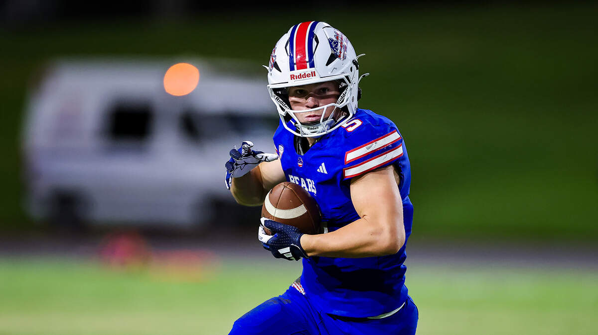 Buchanan’s Gannon Sever carries the ball against Golden West on Friday, Aug. 21, 2026. Buchanan’s Gannon Sever carries the ball against Golden West on Friday, Aug. 21, 2026.