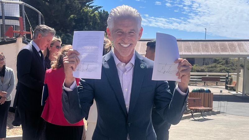 Assemblyman Josh Lowenthal is seen at a bill-signing ceremony Thursday, Sept. 10, 2026, in Marin County, Calif. Lowenthal’s bills that prohibit so-called addictive features on social media platforms used by children and that raise civil penalties for social media platforms were signed into law by Gov. Gavin Newsom. (Photo courtesy of Assemblyman Lowenthal’s office)