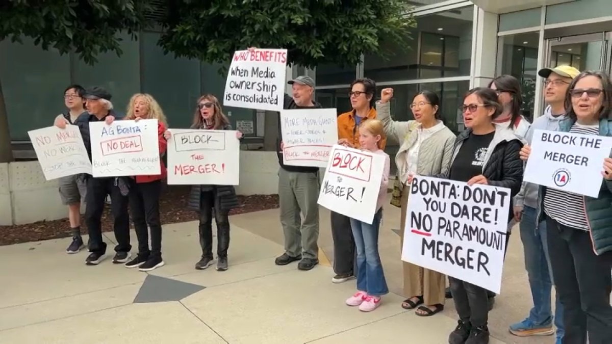 Protesters rally at Bonta’s Oakland office to stop Paramount-Warner Bros. merger – NBC Bay Area