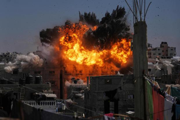 An explosion erupts following an Israeli airstrike in Gaza City, Wednesday, Sept. 9, 2026. (AP Photo/Jehad Alshrafi)
