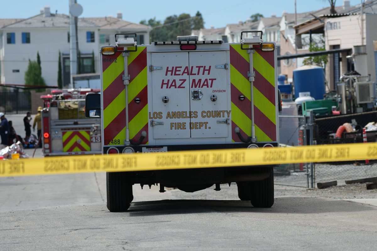 Southern California authorities respond to a leak of an unknown chemical from a tank