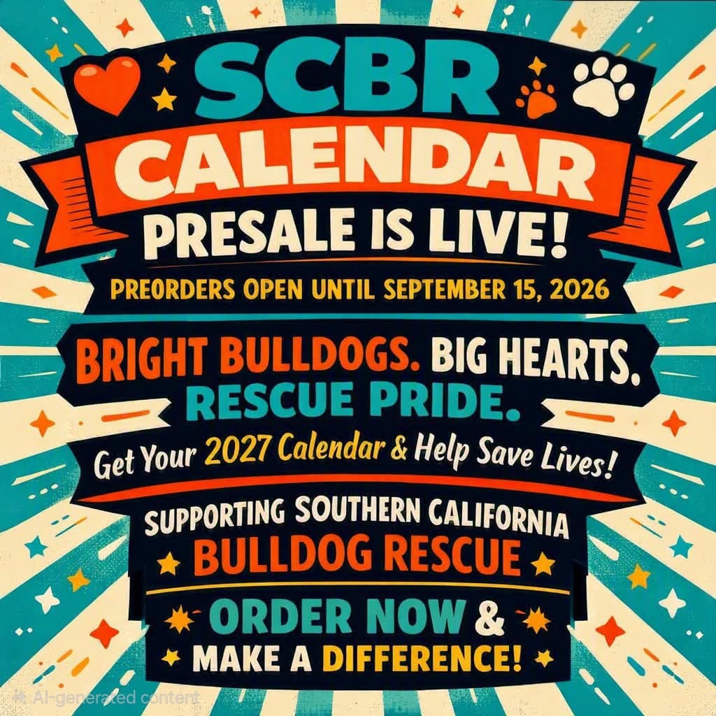Graphic image labeled "SCBR Calendar Presale Is Live!"