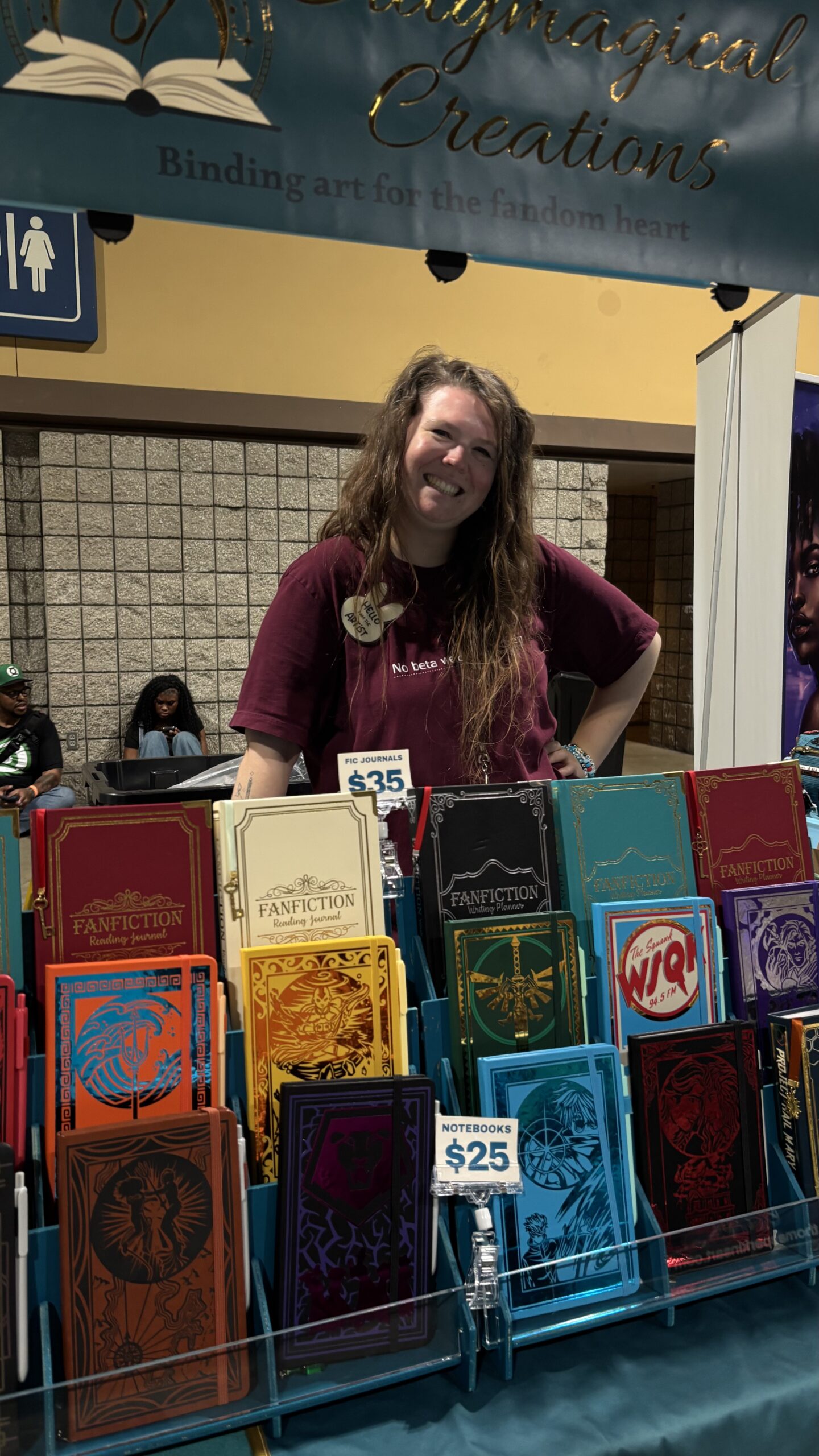 Morris behind her books