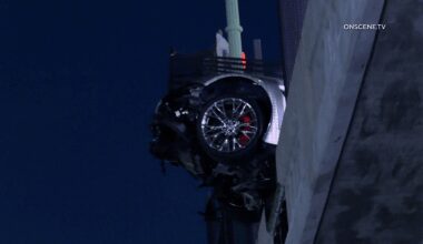 Corvette Left Hanging Off Anaheim Freeway Overpass – ONSCENE.TV