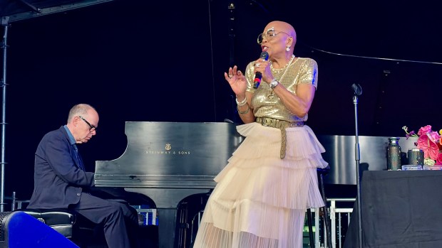 Dee Dee Bridgewater and pianist Bill Charlap perform Sunday, Sept. 6 during the 47th annual Detroit Jazz Festival at Hart Plaza (Photo by Charlie Hunt).