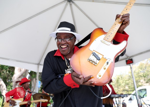 Guitarist Ronnie Stewart performs with the West Coast Blues Society band during the 23rd Annual Healthy Living Festival at the Oakland Zoo in Oakland, Calif., on Thursday, Sept. 24, 2026. (Jane Tyska/Bay Area News Group)