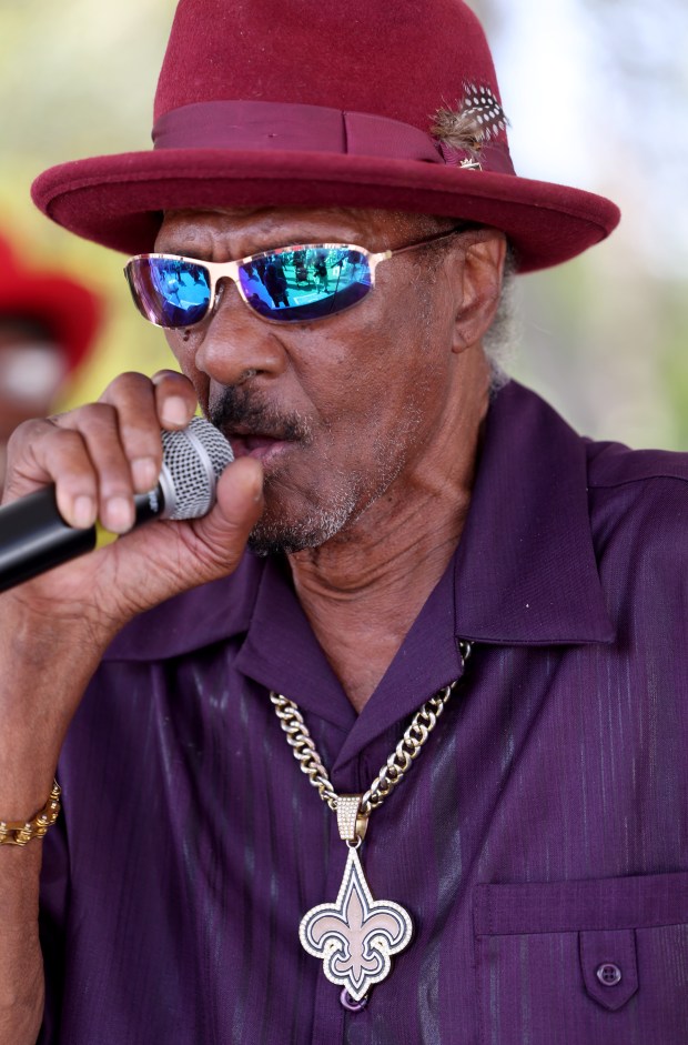 Fillmore Slim, 91, performs with the West Coast Blues Society band during the 23rd Annual Healthy Living Festival at the Oakland Zoo in Oakland, Calif., on Thursday, Sept. 24, 2026. (Jane Tyska/Bay Area News Group)