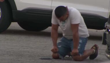 Man drops to his knees after Los Angeles helicopter crash