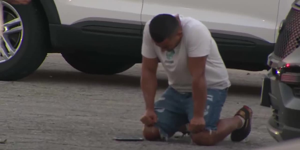 Man drops to his knees after Los Angeles helicopter crash