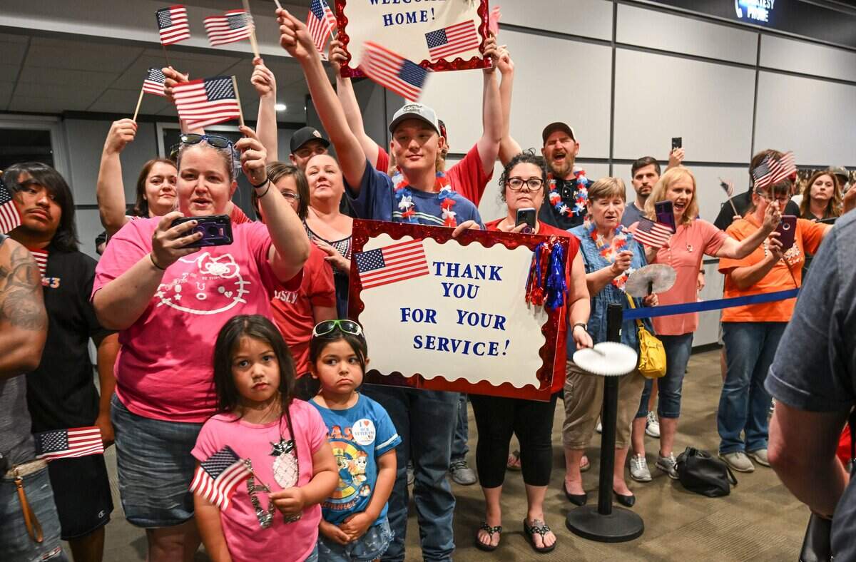 A new program is being considered at the Fresno Yosemite International Airport that would allow nonpassengers to go through TSA screen and hang out beyond security checkpoint. In this photo from 2023, hundreds waved and cheered near the front of the TSA screening area as veterans from the Central Valley Honor Flight arrive back at Fresno Yosemite International Airport after touring U.S. Capital monuments and memorials.