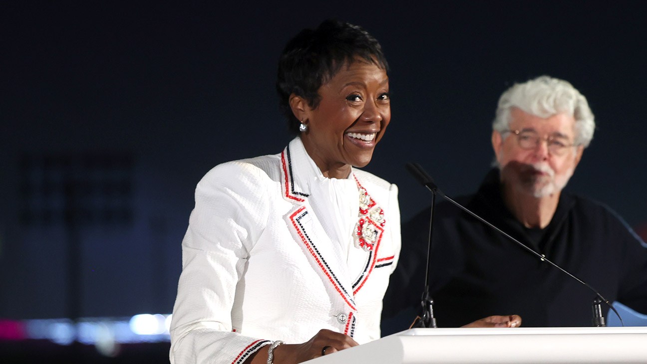 (L-R) Mellody Hobson and George Lucas speak onstage during the Special Preview at Lucas Museum of Narrative Art on September 03, 2026 in Los Angeles, California.