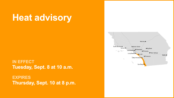 Heat advisory issued for Orange County Coast and San Diego County Coastal Areas from Tuesday to Thursday – Orange County Register
