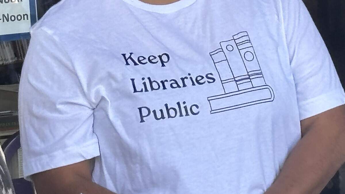 Employees and supporters of the Fresno County Library gathered at the Sunnyside Regional location on Monday, Sept. 28, 2026, to speak out against the potential of turning the public library’s catalog over to a private company. Employees and supporters of the Fresno County Library gathered at the Sunnyside Regional location on Monday, Sept. 28, 2026, to speak out against the potential of turning the public library’s catalog over to a private company.