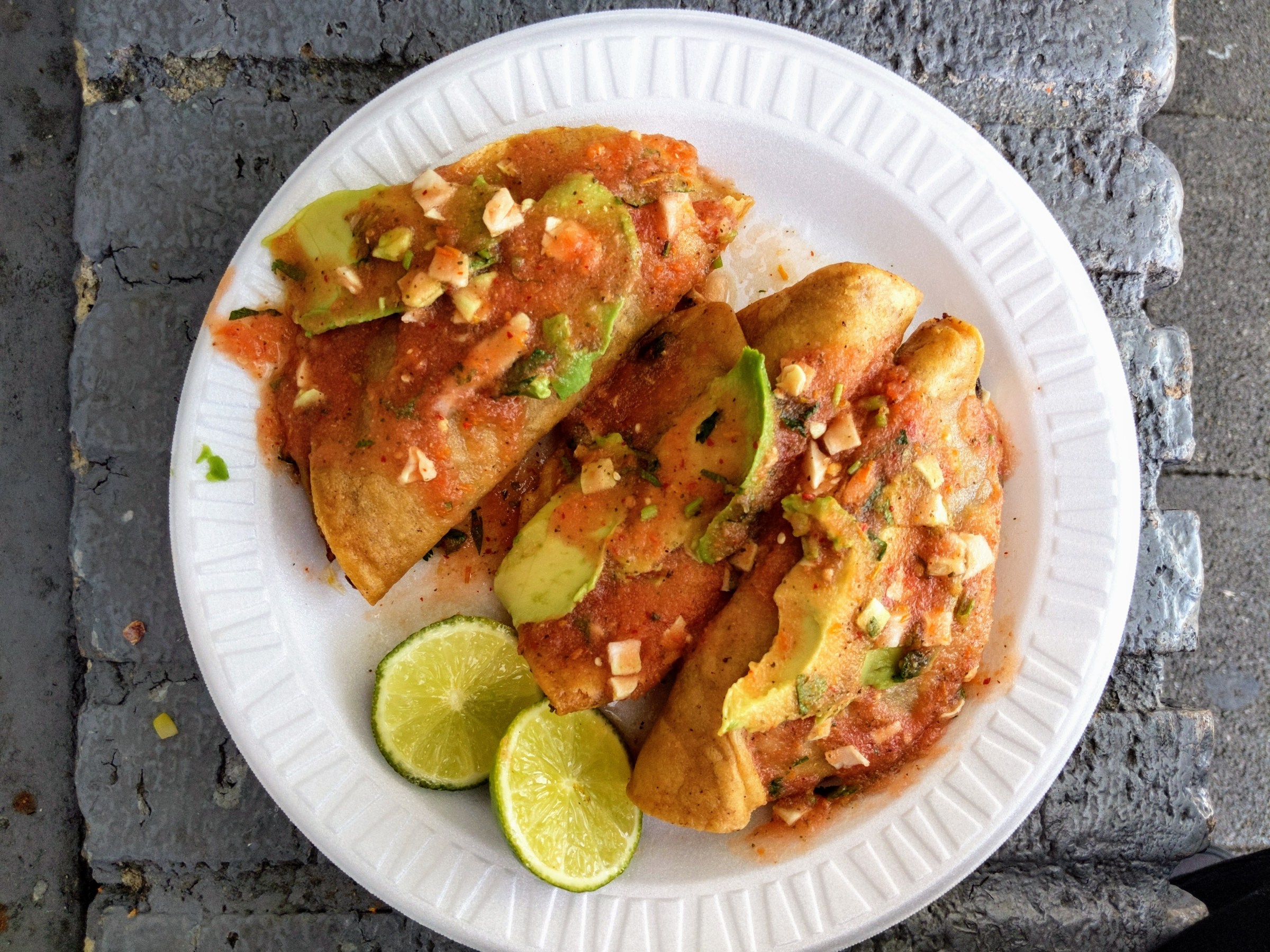 Tacos de camaron from Mariscos Jalisco in Boyle Heights.