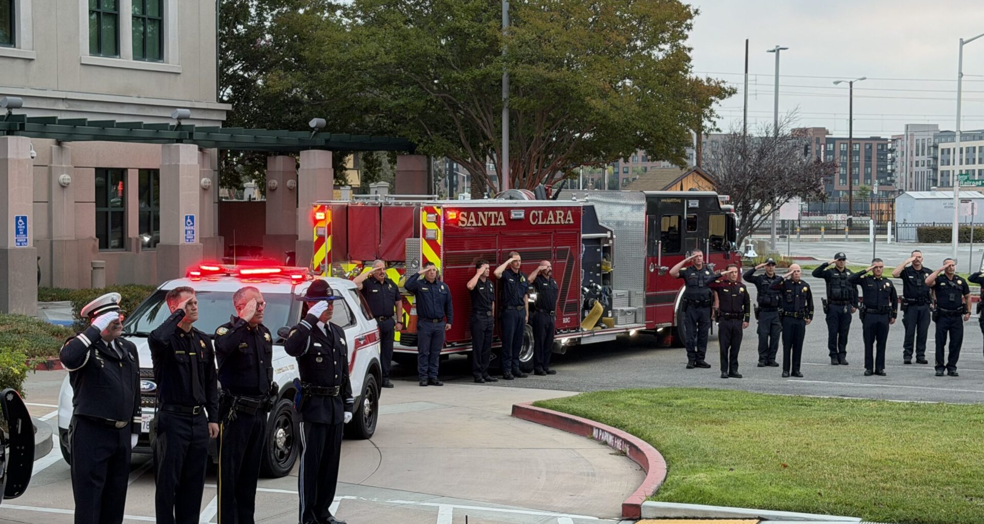 Santa Clara first responders gathered at police headquarters on 9/11 for a memorial and to honor the first responders who answered the call.