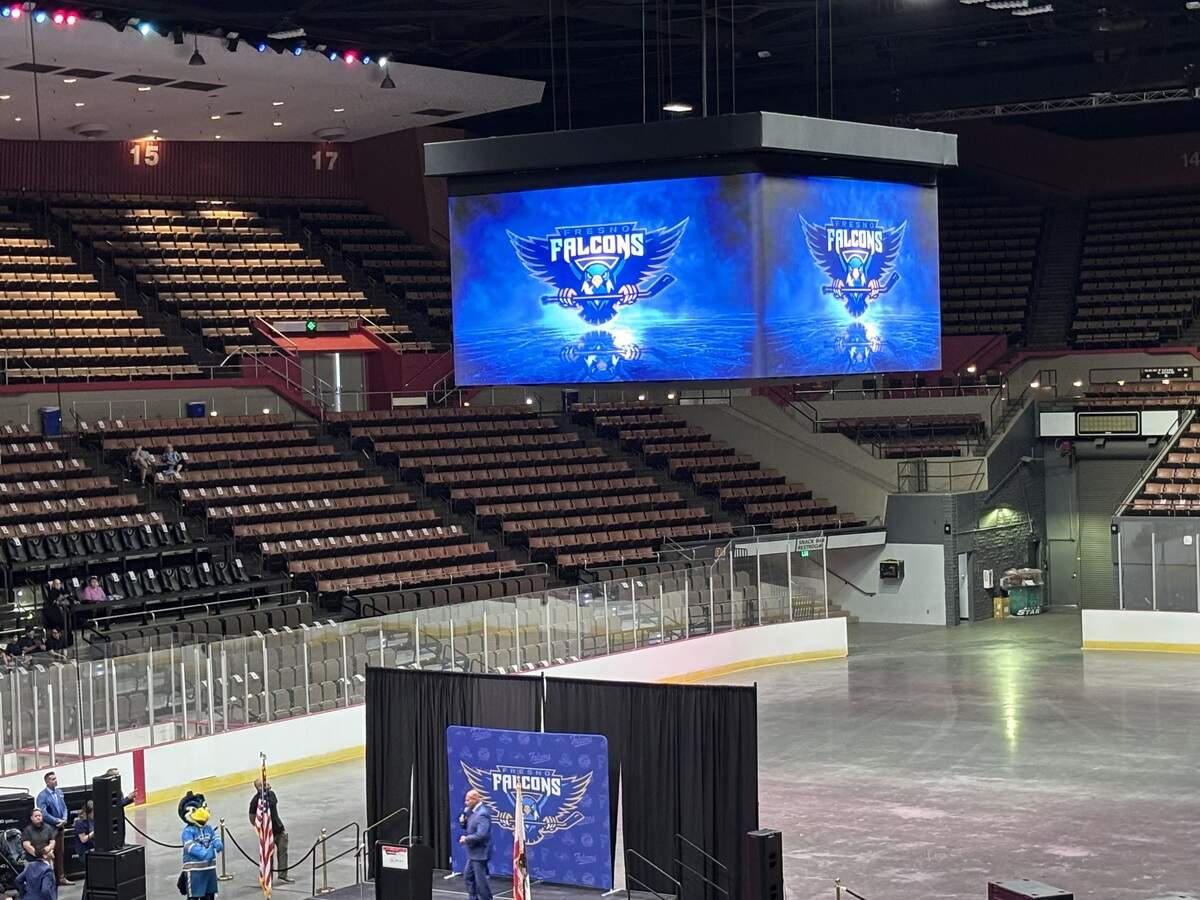 The new scoreboard was unveiled at Selland Arena on Tuesday, Sept. 1, 2026.