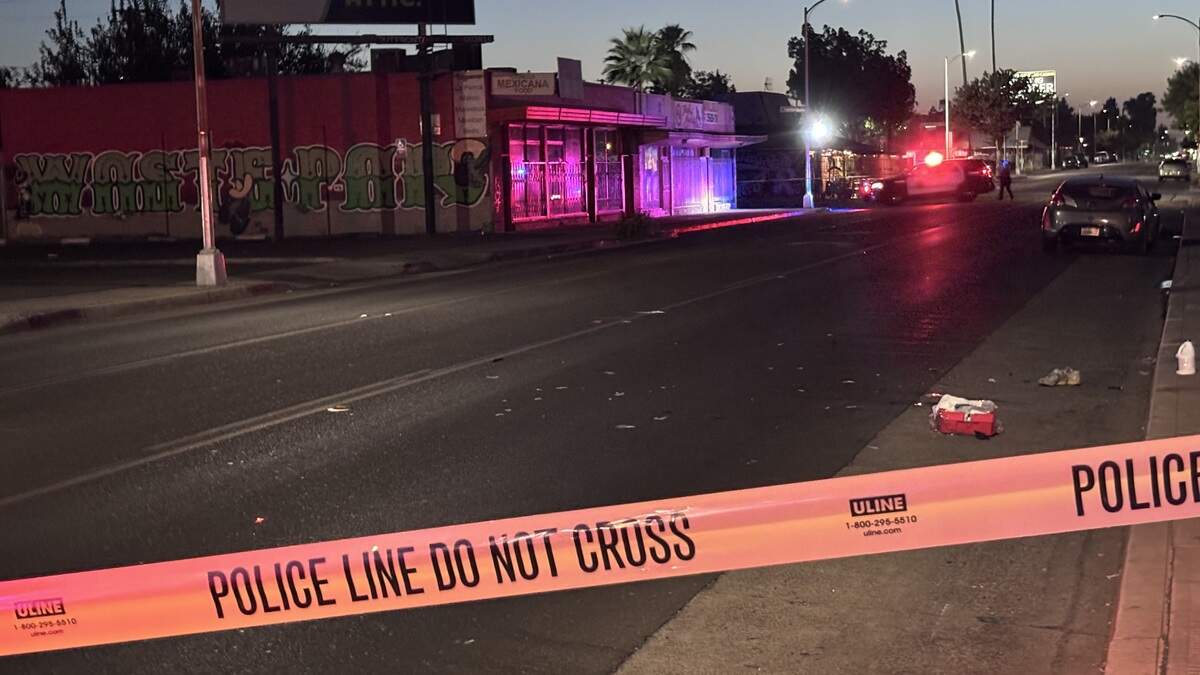 A pedestrian was hit by a vehicle on Olive Avenue, near Palm Avenue in Fresno, California on Monday, Sept. 7, 2026. A pedestrian was hit by a vehicle on Olive Avenue, near Palm Avenue in Fresno, California on Monday, Sept. 7, 2026.
