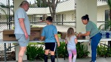 Families were given snacks while they waited at Vista High School, Sunday, until an evacuation ordered was lifted, Vista, Calif., september 6, 2026.