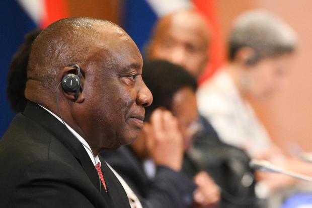 South African President Cyril Ramaphosa attends a meeting with Russian President Vladimir Putin.