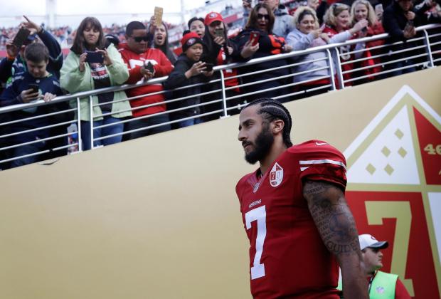   San Francisco 49ers quarterback Colin Kaepernick (7) walks out of a tunnel before an NFL football game against the Seattle Seahawks in Santa Clara, Calif., Sunday, Jan. 1, 2017. (AP Photo/Marcio Jose Sanchez, File)