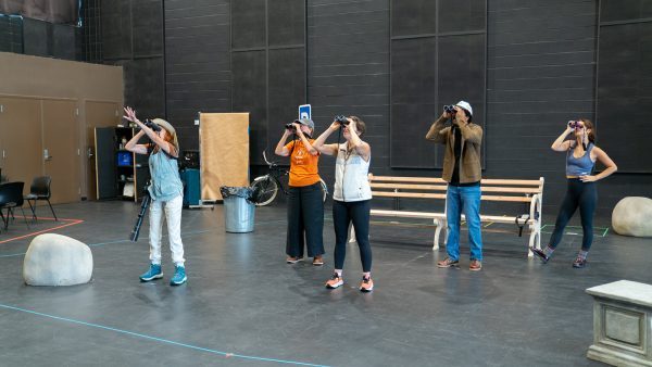 The cast in rehearsal for La Jolla Playhouse's world premiere production of the play "A Black-billed Cuckoo." (Samantha Laurent)