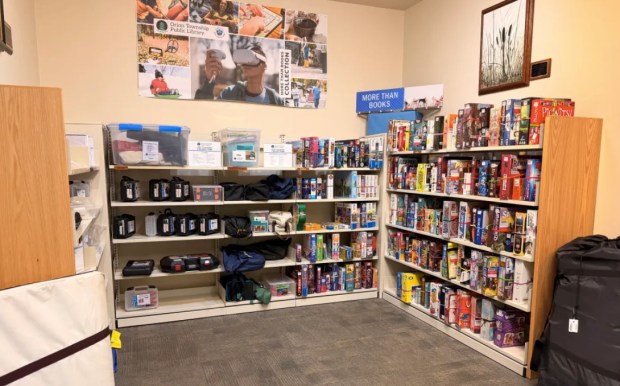 A 'more than books' collection at the Orion Township Public Library includes tools and cookware for people to check out. (Courtesy of Orion Township Public Library)