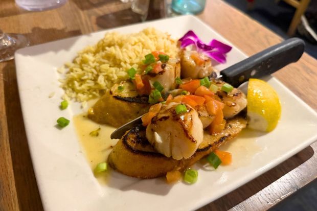 Scallops Avalon Style from Steve's Steakhouse, Avalon on Catalina Island. (Carolyn Burt, SCNG)