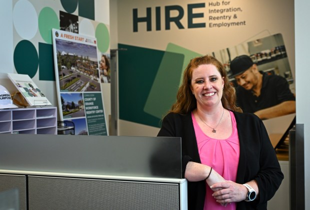 Meghan Medlin, CEO and founder of HIRE - A Hub for Reentry & Employment in Orange County - at their office in Orange, CA, on Tuesday, August 18, 2026. The nonprofit employment agency for people with criminal records will move in to a new, county-financed retraining center in 2028. (Photo by Jeff Gritchen, Orange County Register/SCNG)