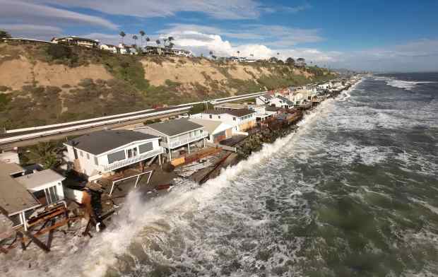 Homes, many of them red tagged, along Beach Road in Dana Point after waves damaged several homes over the weekend, Tuesday, Sept. 8, 2026. (Photo by Steven Georges, Contributing Photographer)