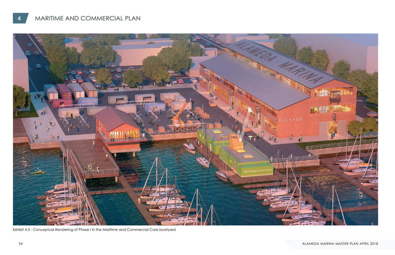 Artist rendering submitted to Alameda City council of proposed commercial maritime area in Alameda Marina.