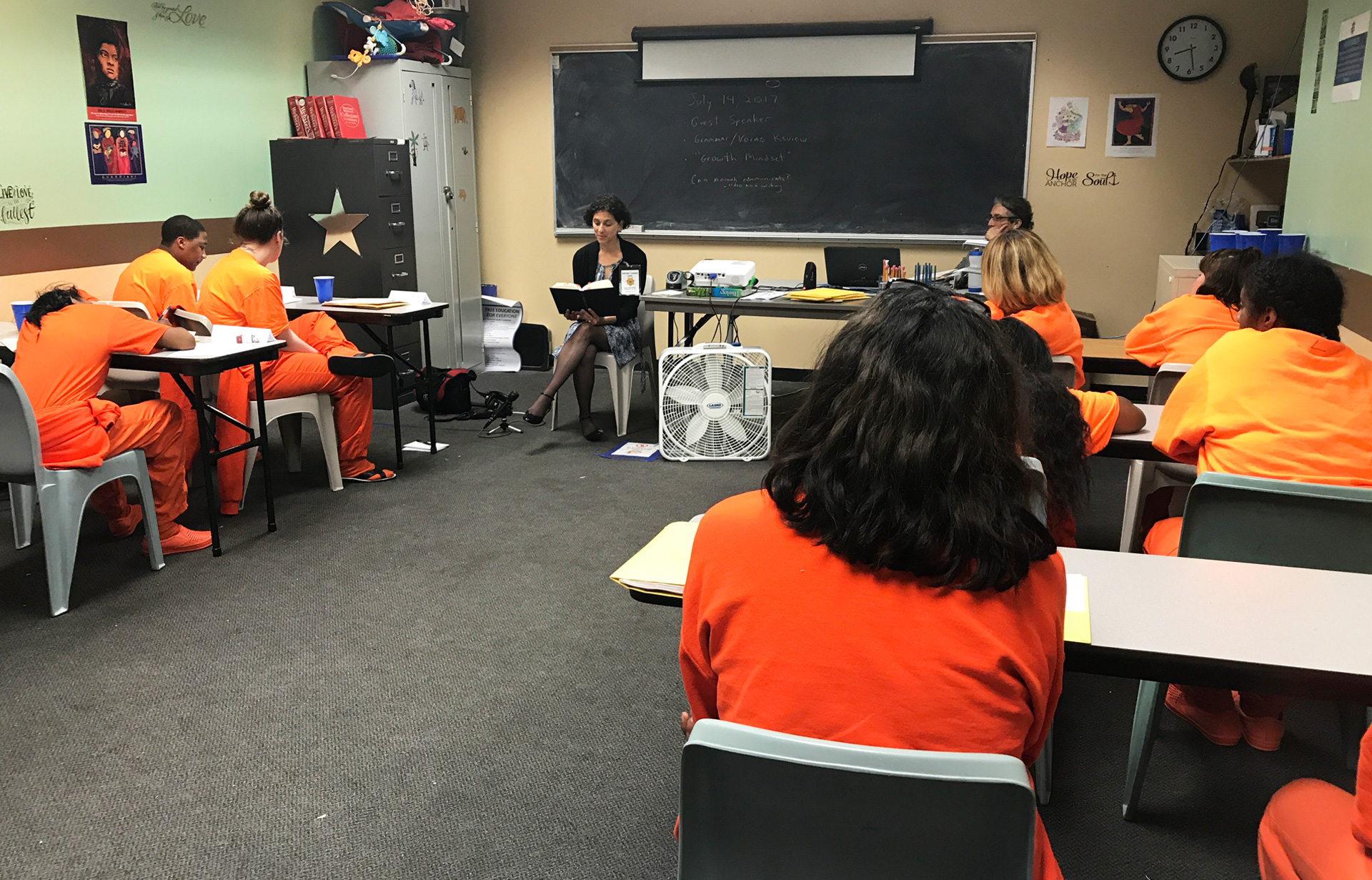 Dr. Carolyn Sufrin reads to female inmates at San Francisco Jail from her book, 'Jailcare.'