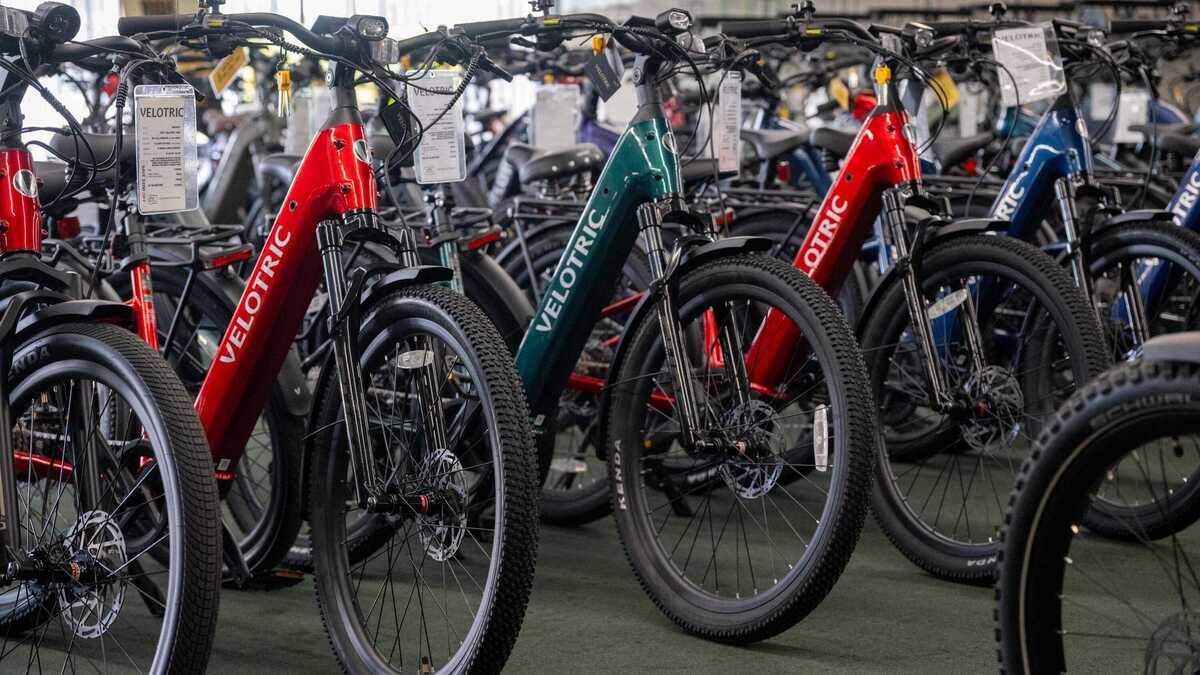 Velotric e-bikes are displayed at ATV Wholesale Outlet on March 17, 2026, in Sacramento.  Under Assembly Bill 2346, e-bike sellers and distributors would be required to disclose certain information in writing during sales.