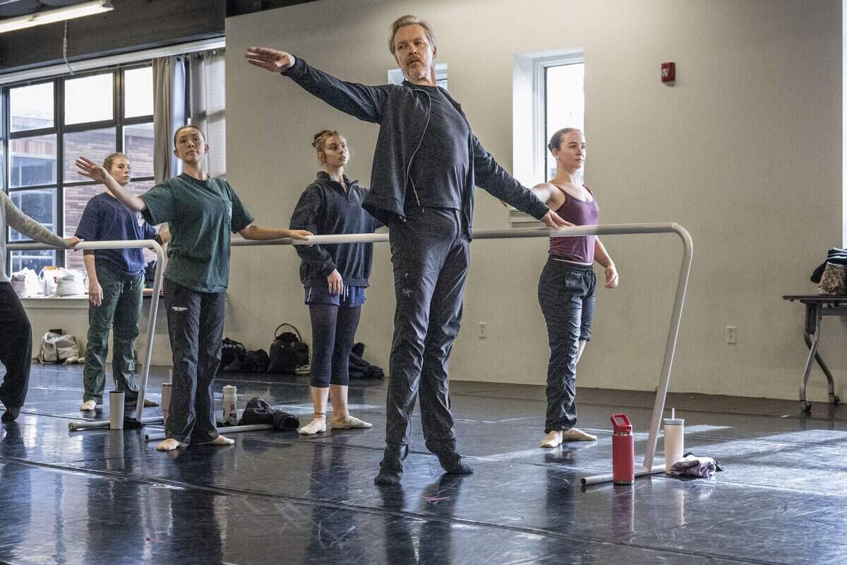 New Sacramento Ballet Artistic Director Tiit Helimets teaches a class at Clara Studios on Wednesday.
