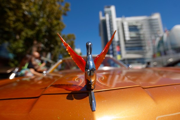 A hood ornament on display at the fourth annual San Jose Lowrider Day in front of San José City Hall in downtown San José, Calif., on Sunday, Sept. 6, 2026. (Nhat V. Meyer/Bay Area News Group)