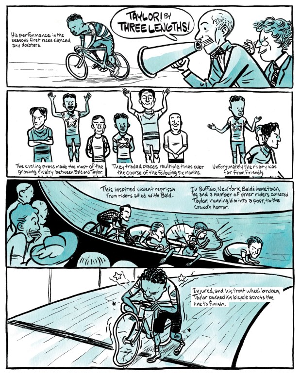 A page from Major Taylor, a non-fiction graphic novel by Frederick Noland, and released in September 2026. (Courtesy: Drawn & Quarterly)