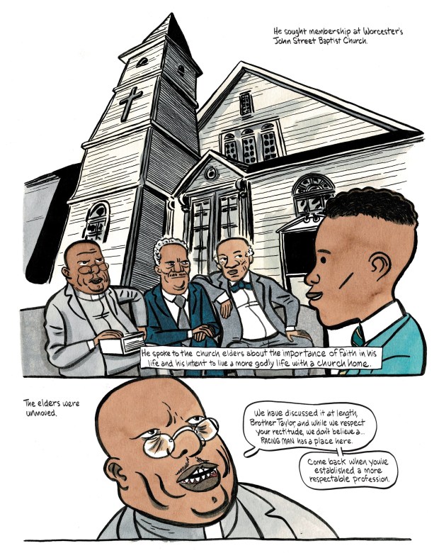 A page from Major Taylor, a non-fiction graphic novel by Frederick Noland, and released in September 2026. (Courtesy: Drawn & Quarterly)