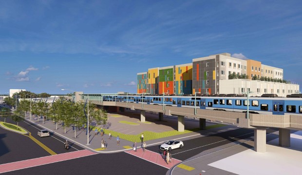 Affordable apartment development at 1470 Fifth Street in West Oakland, a project that is part of the Mandela Station transit-oriented neighborhood, concept. (AO)