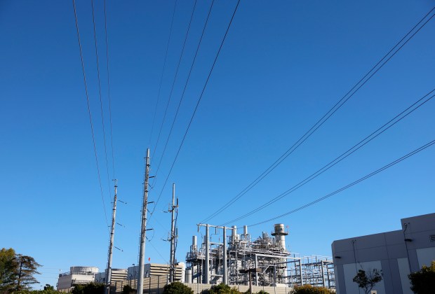 Power lines run from the Donald Von Raesfeld Power Plant in Santa Clara, Calif., on Thursday, Jan. 9, 2025. (Shae Hammond/Bay Area News Group)