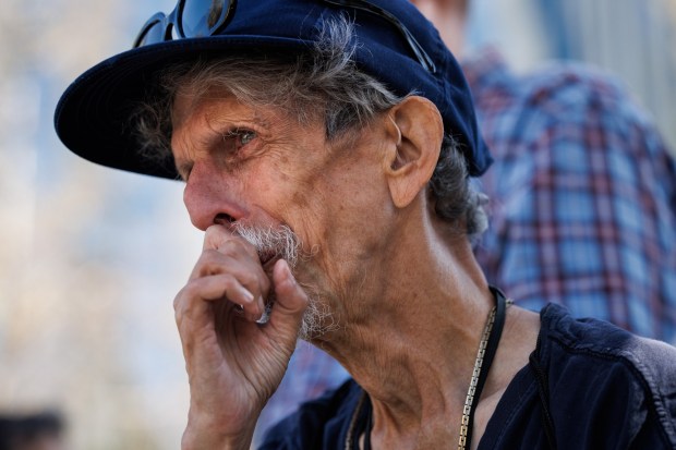 Rafael Villasana of Gilroy becomes emotional during the Patriot Day ceremony on the 25th anniversary of the Sept. 11 attacks in downtown San Jose on Friday, Sept. 11, 2026. (Dai Sugano/Bay Area News Group)